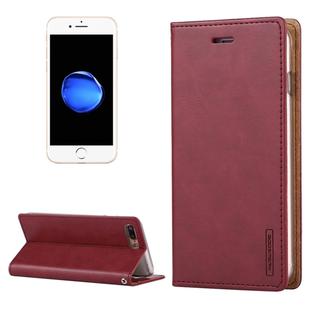 GOOSPERY BLUE MOON for iPhone 8 Plus & 7 Plus   Crazy Horse Texture Horizontal Flip Leather Case with Card Slots & Wallet & Holder(Wine Red)