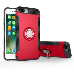 For iPhone 8 Plus & 7 Plus   Magnetic 360 Degree Rotation Ring Armor Protective Case(Red)