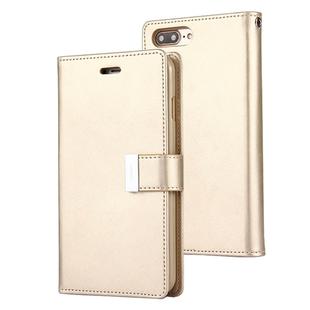 GOOSPERY RICH DIARY for iPhone 8 Plus & 7 Plus   PU + TPU Crazy Horse Texture Horizontal Flip Leather Case with Card Slots & Wallet(Gold)