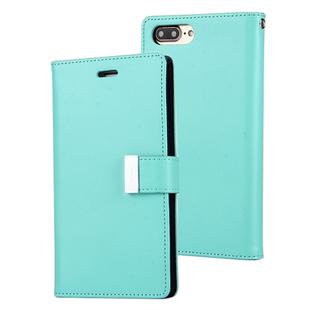 GOOSPERY RICH DIARY for iPhone 8 Plus & 7 Plus   PU + TPU Crazy Horse Texture Horizontal Flip Leather Case with Card Slots & Wallet(Mint Green)