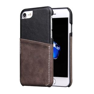 For iPhone 8 Plus & 7 Plus   Genuine Cowhide Leather Color Matching Back Cover Case with Card Slot(Taupe)