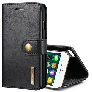 DG.MING For iPhone SE 2020 & 8 & 7  Crazy Horse Texture Horizontal Flip Detachable Magnetic Protective Case with Holder & Card Slots & Wallet(Black)