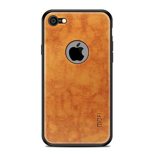 MOFI Shockproof PC+TPU+PU Leather Protective Back Case for iPhone 8(Light Brown)