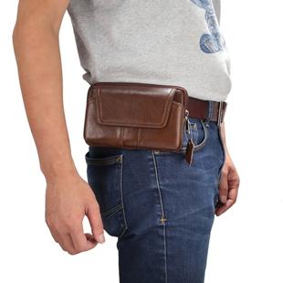 5.2 inch and Below Universal Genuine Leather Men Horizontal Style Case Waist Bag with Belt Hole, For iPhone, Samsung, Sony, Huawei, Meizu, Lenovo, ASUS, Oneplus, Xiaomi, Cubot, Ulefone, Letv, DOOGEE, Vkworld, and other(Coffee)