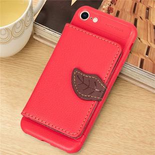 Leaf Style Magnetic Leather Case For iPhone SE 2020 & 8 & 7 , with Holder & Card Slots & Wallet & Photo Frame (Red)