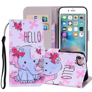 Butterfly Elephant Pattern Colored Drawing Horizontal Flip Leather Case For iPhone SE 2020 & 8 & 7, with Holder & Card Slots & Wallet & Lanyard