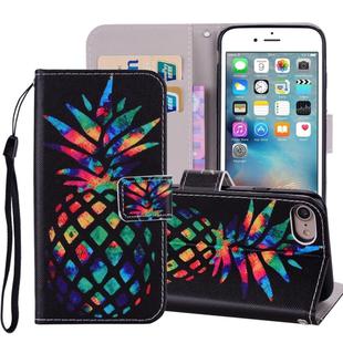 Colored Pineapple Pattern Colored Drawing Horizontal Flip Leather Case For iPhone SE 2020 & 8 & 7, with Holder & Card Slots & Wallet & Lanyard