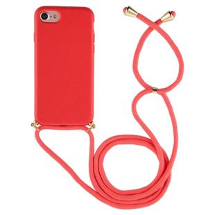 For iPhone 8 / 7 TPU Anti-Fall Mobile Phone Case With Lanyard(Red)