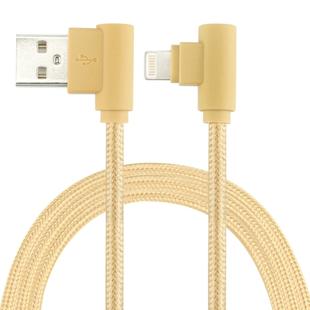 25cm Nylon Weave Style USB to 8 Pin Double Elbow Charging Cable(Gold)