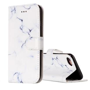 For iPhone SE 2020 & 8 & 7 White Marble Pattern Horizontal Flip Leather Case with Holder & Card Slots & Wallet