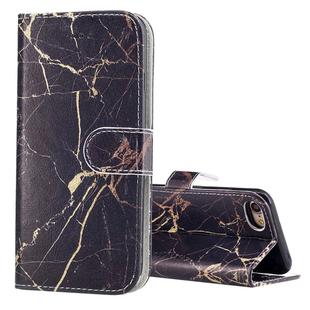 For iPhone SE 2020 & 8 & 7 Black Gold Marble Pattern Horizontal Flip Leather Case with Holder & Card Slots & Wallet