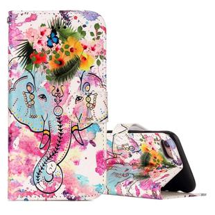 For iPhone SE 2020 & 8 & 7 Embossed Flower Elephant Pattern Horizontal Flip Leather Case with Holder & Card Slots & Wallet & Photo Frame