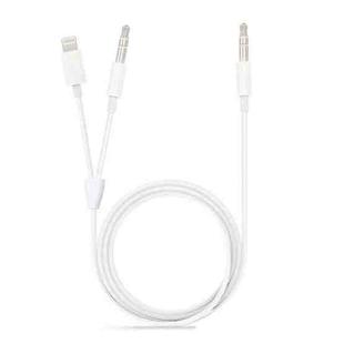 MH030 1m 2 in 1 8 Pin Male & 3.5mm Male to 3.5mm Male AUX Audio Cable For iPhone, iPad, Samsung, Huawei, Xiaomi, HTC