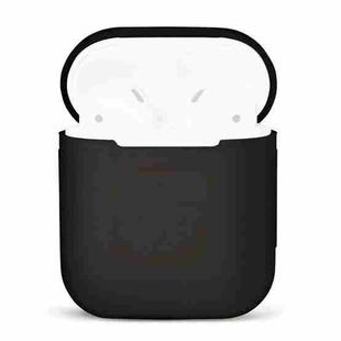 Portable Wireless Bluetooth Earphone Silicone Protective Box Anti-lost Dropproof Storage Bag for Apple AirPods 1/2(Earphone is not Included)(Black)