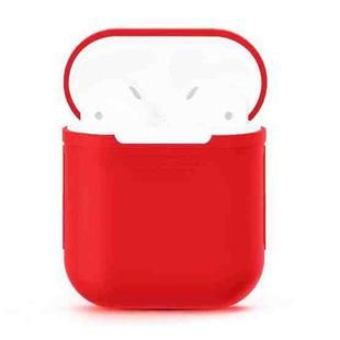 Portable Wireless Bluetooth Earphone Silicone Protective Box Anti-lost Dropproof Storage Bag for Apple AirPods 1/2 (Earphone is not Included)(Red)