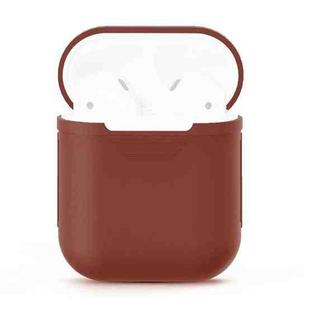 Portable Wireless Bluetooth Earphone Silicone Protective Box Anti-lost Dropproof Storage Bag for Apple AirPods 1/2(Earphone is not Included)(Brown)