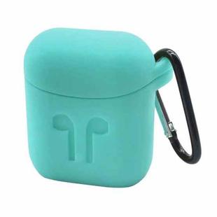 Portable Wireless Bluetooth Earphone Silicone Protective Box Anti-lost Dropproof Storage Bag with Hook Portable for Apple AirPods 1/2(Mint Green)