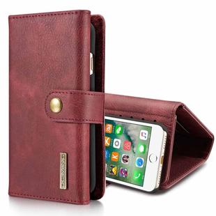 DG.MING For iPhone SE 2020 & 8 & 7 Triple Fold Crazy Horse Texture Horizontal Flip Magnetic Protective Case with Holder & Card Slots & Wallet (Red)