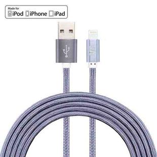 YF-MX04 3m 2.4A MFI Certificated 8 Pin to USB Nylon Weave Style Data Sync Charging Cable(Grey)