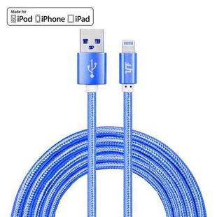 YF-MX04 3m 2.4A MFI Certificated 8 Pin to USB Nylon Weave Style Data Sync Charging Cable(Blue)