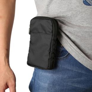 Multi-function Casual Sport Mobile Phone Double Zipper Waist Pack Diagonal Bag for 6.9 Inch or Below Smartphones (Black)