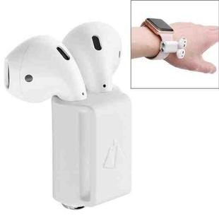 Portable Watches Wireless Bluetooth Earphone Silicone Protective Box Anti-lost Dropproof Storage Bag for Apple AirPods 1/2 (Earphone is not Included)(White)