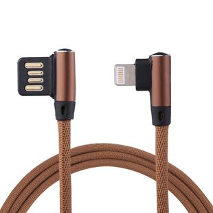 1m 2.4A Output USB to 8 Pin Double Elbow Design Nylon Weave Style Data Sync Charging Cable(Coffee)