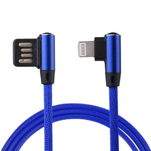 1m 2.4A Output USB to 8 Pin Double Elbow Design Nylon Weave Style Data Sync Charging Cable(Dark Blue)