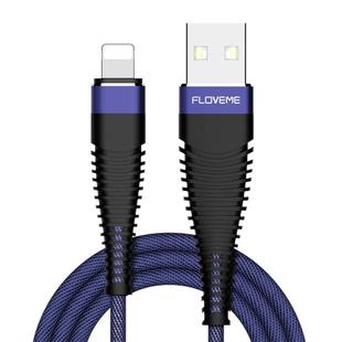 FLOVEME 2A USB to 8 Pin Cloth + Aluminum Alloy Data Sync Charging Cable, Cable Length: 2m(Blue)