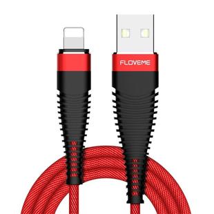 FLOVEME 1m 2A USB to 8 Pin Cloth + Aluminum Alloy Data Sync Charging Cable(Red)