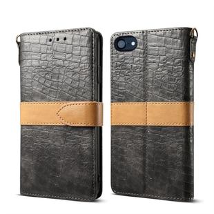 Splicing Color Crocodile Texture PU Horizontal Flip Leather Case for iPhone 7 / 8, with Wallet & Holder & Card Slots & Lanyard (Grey)