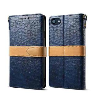 Splicing Color Crocodile Texture PU Horizontal Flip Leather Case for iPhone 7 / 8, with Wallet & Holder & Card Slots & Lanyard (Blue)