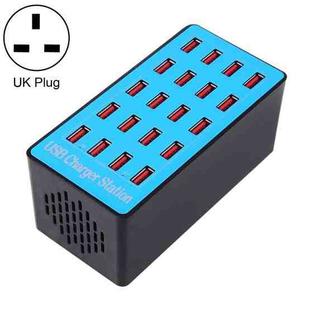 WLX-A5+ 100W 20 USB Ports Charger Station Automatically Assigned Smart Charger with Power LED Indicator, UK Plug