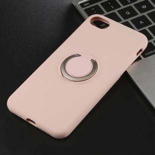 Shockproof Pure Color Liquid Silicone Protective Case for iPhone 7 / 8, with Invisible Holder(Pink)