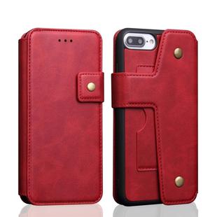 Cowhide Texture Magnetic Absorption Detachable Horizontal Flip Leather Case For iPhone SE 2020 & 8 & 7, with Holder & Card Slots & Wallet (Red)