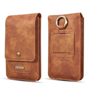 DG.MING Universal Cowskin Leather Protective Case Waist Bag with Card Slots & Hook, For iPhone, Samsung, Sony, Huawei, Meizu, Lenovo, ASUS, Oneplus, Xiaomi, Cubot, Ulefone, Letv, DOOGEE, Vkworld, and other Smartphones Below 5.2 inch(Brown)