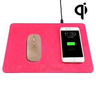 M30 Multi-function Leather Mouse Pad Qi Wireless Charger with USB Cable, Support Qi Standard Phones, Size: 260*192*5mm(Magenta)