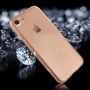 For iPhone SE 2020 & 8 & 7 Diamond Border TPU Transparent Protective Back Cover Case (Gold)