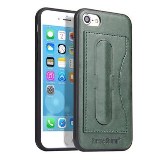 Fierre Shann Full Coverage Protective Leather Case For iPhone SE 2020 & 8 & 7, with Holder & Card Slot(Green)