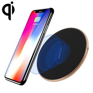 A-1 Round Shape Intelligent Qi Standard Wireless Charger, Support Fast Charging(Black+Gold)
