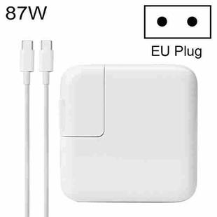 87W Type-C Power Adapter Portable Charger with 1.8m Type-C Charging Cable, EU Plug (White)