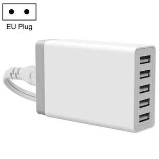 XBX09 40W 5V 8A 5 USB Ports Quick Charger Travel Charger, EU Plug(White)