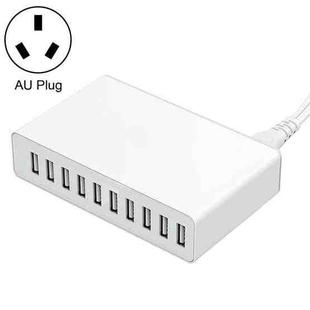 XBX09L 50W 5V 2.4A 10 USB Ports Quick Charger Travel Charger, AU Plug(White)