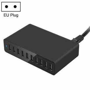 XBX09L 50W 5V 2.4A 10 USB Ports Quick Charger Travel Charger, EU Plug(Black)