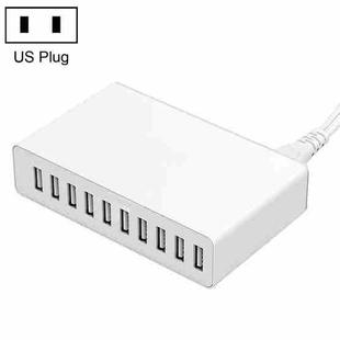 XBX09L 50W 5V 2.4A 10 USB Ports Quick Charger Travel Charger, US Plug(White)