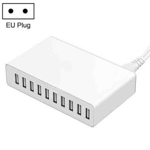 XBX09L 50W 5V 2.4A 10 USB Ports Quick Charger Travel Charger, EU Plug(White)