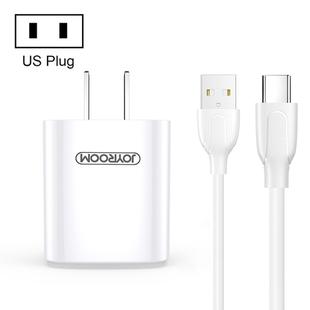 JOYROOM L-M126 2.4A USB Travel Wall Charger Power Plug Adapter, with USB-C / Type-C Cable, US Plug(White)