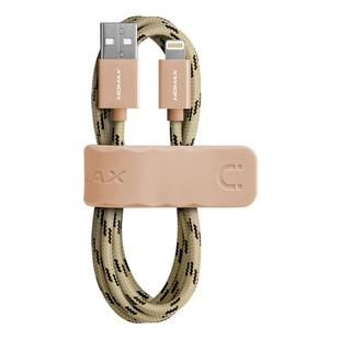 Momax 2.4A 8 Pin Nylon Weave Charging Cable, Length : 1m(Gold)