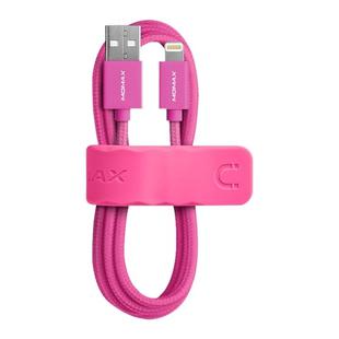 Momax 2.4A 8 Pin Nylon Weave Charging Cable, Length : 1m(Rose Red)