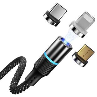CAFELE 3 In 1 8 Pin + Micro USB + Type-C / USB-C Magneto Series Magnet Charging Data Cable, Length: 2m(Black)